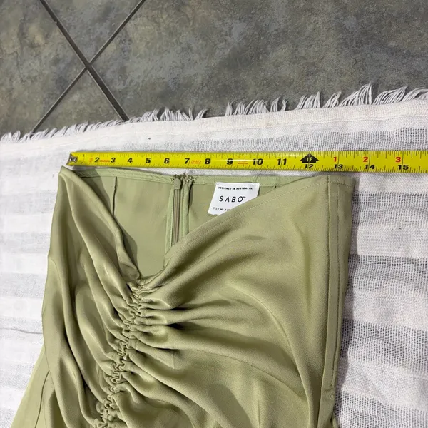 SABO Alyssia Strapless Maxi Dress Sage Green Hue Sz M Wedding Event Bridal Party - Image 10