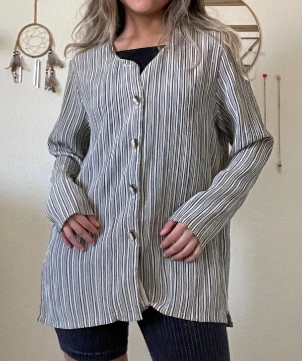 Green And White Button Down Top Multiple - Image 3