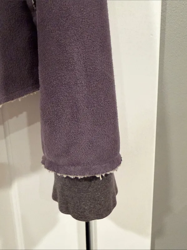 Velvet Dark Purple Sherpa-Trim Hooded jacket‎ medium - Image 2