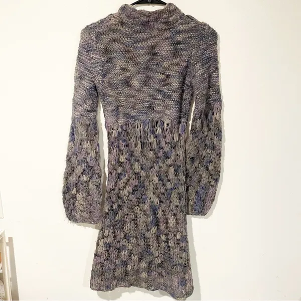 Free People Size XS‎ Purple Open Knit Half Button Wool Blend Cardigan Sweater - Image 7
