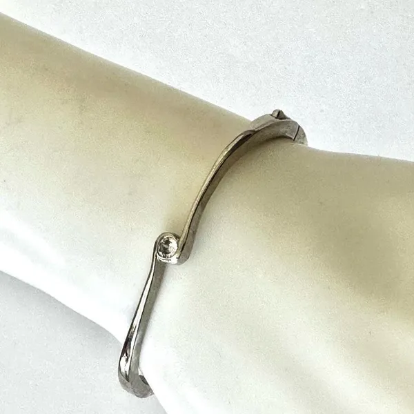 Silver tone rhinestone bangle bracelet - Image 2