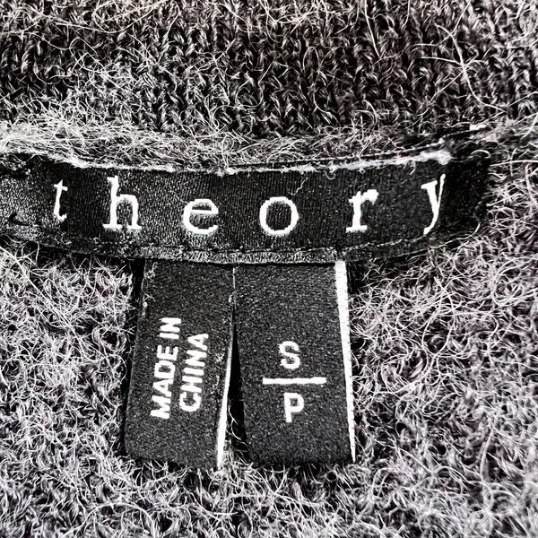 Theory Women's‎ SP Gray Merino Wool Alpaca Blend Mock Neck 1/4 Button Sweater - Image 3