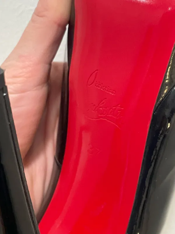 Christian Louboutin lady peep platform patent black EU37 - Image 5