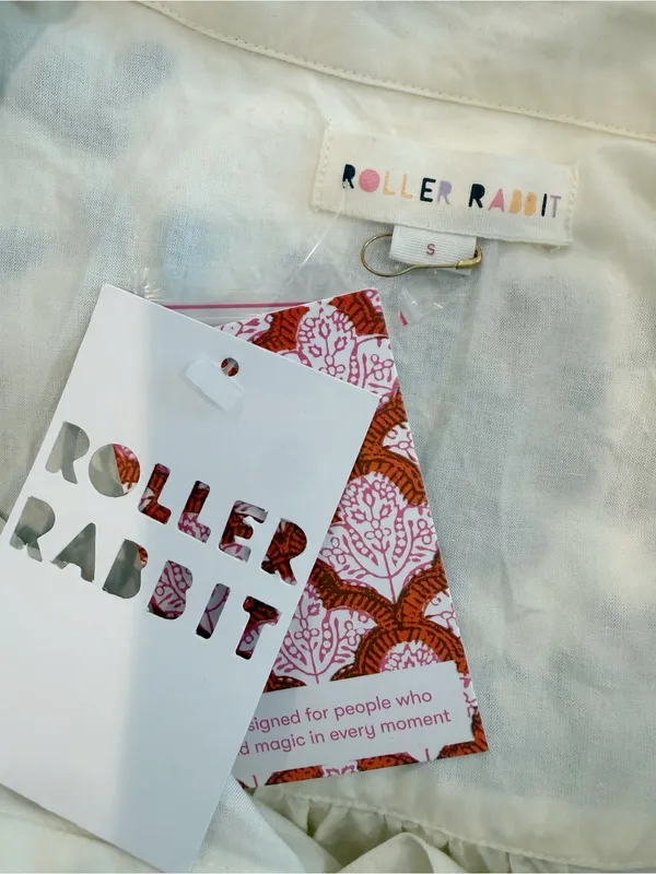 NWT ROLLER RABBIT Veda Embroidered Noemie Button Down Blouse Ivory size‎ Small - Image 8