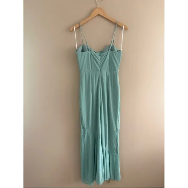 Lulus Giorgina Sage Mesh Gathered Trumpet Midi Dress Size Medium Cocktail Sexy - Image 5