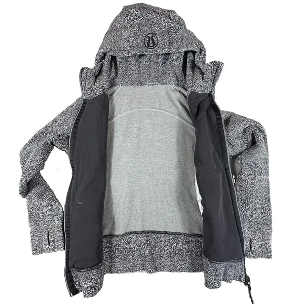Lululemon Scuba Hoodie Splatter White Black Full Zip Sweatshirt Womens Sz. 8 - Image 6