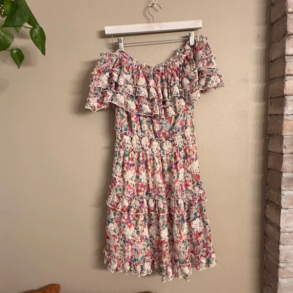 BTFL-LIFE Off Shoulder Ruffle Embroidered Dress‎ - Image 5