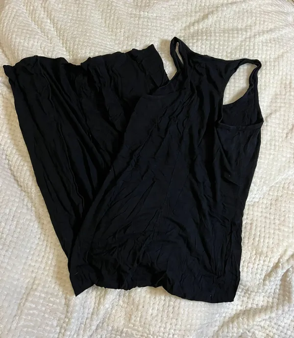 Express Medium Black Long Black Cotton Tank Maxi Dress - Image 2