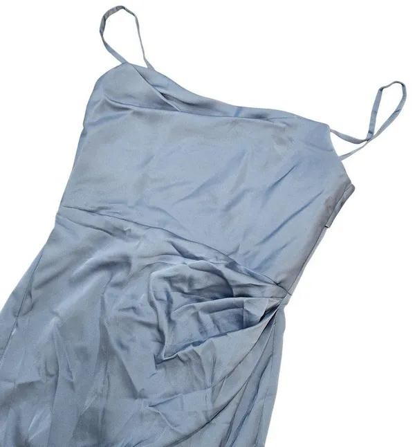 Azazie Leonis Dusty Blue Sheath Strapless Chiffon removeable strap evening gown - Image 9