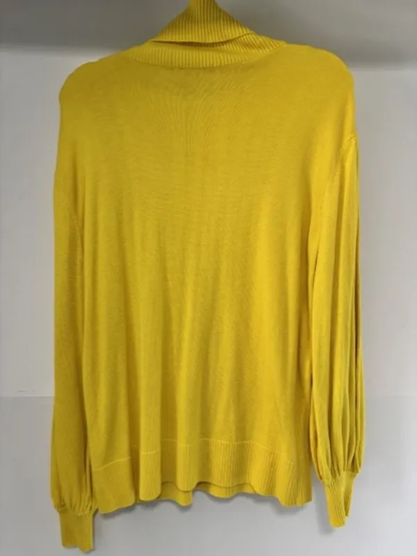 Laurie Felt Women’s L Yellow Braided Knit Sweater Turtleneck Balloon Sleeve - Image 6