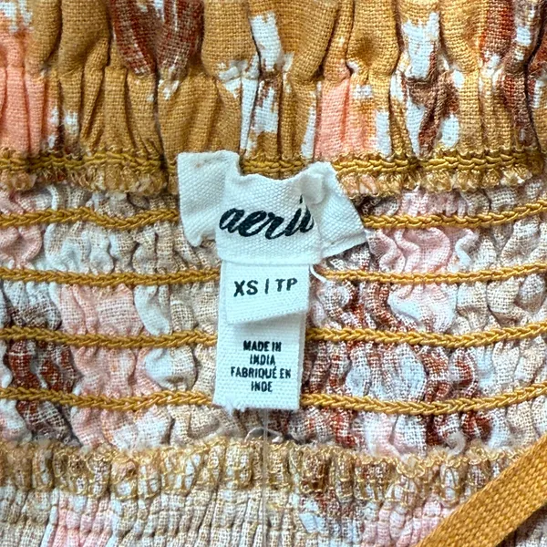 NWT Aerie Sz XS Linen Blend Halter‎ Maxi Dress Ikat Orange Pink Boho Braided - Image 8