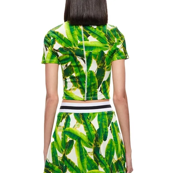 NWT alice + olivia Cindy Classic Cropped Crop T-Shirt Tee Shirt Sun Palm Green M - Image 2