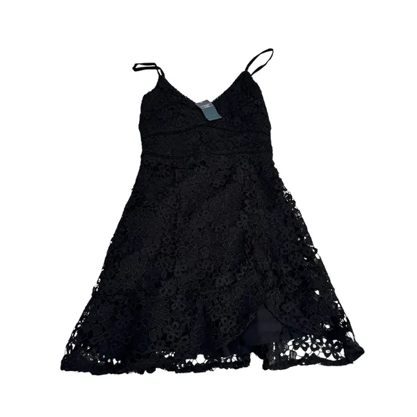 NWT‎ Abercrombie & Fitch Black Floral Lace Mini Dress Smocked Back Small P - Image 3