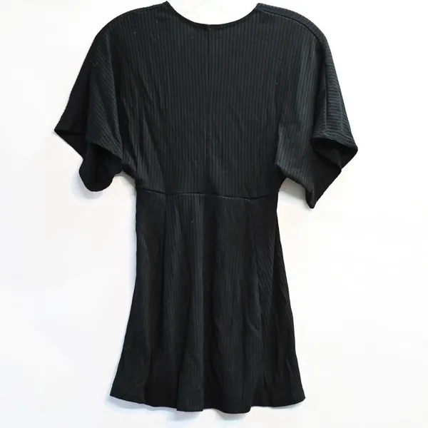 Urban Outfitters Claudia Dress Ribbed Knit Plunging Mini Size XS Black - Image 3