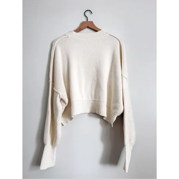Free People Ivory Easy Street Ribbed Sweater S - Image 6