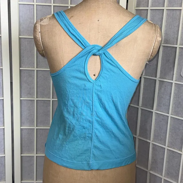 Y2K Vintage Aeropostale Blue Green Embroidered‎ Logo Cross Cross Tank Top - Image 2