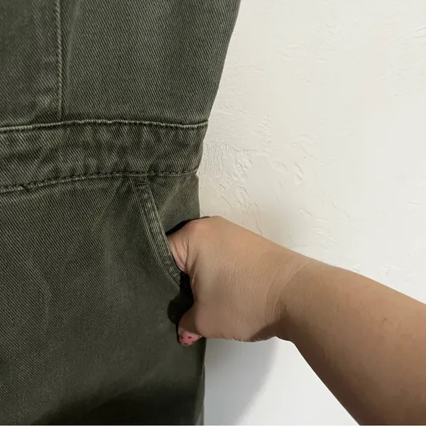 Thrills Catherine Olive Green Denim Button‎ Down Overall Dress - Image 4