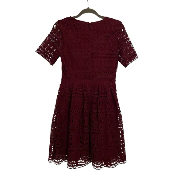 Burgundy Wine Lace Fit and Flare Dress. H&M size S - Image 3