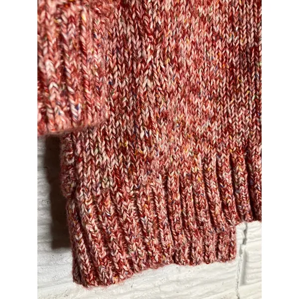 Eddie Bauer Lounge Hooded Cardigan‎ Womens Medium Pink Marled Knit Open Front - Image 8