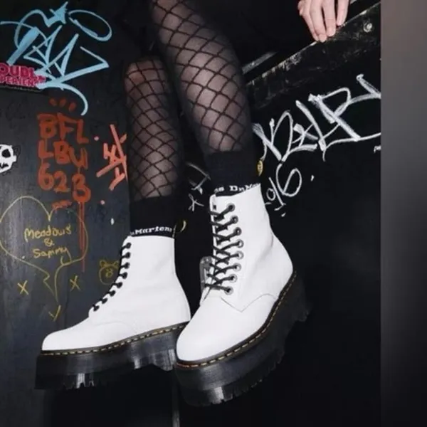 NEW Dr. Martens 1460 Pascal Max White Leather Platform Combat Boots - Image 2
