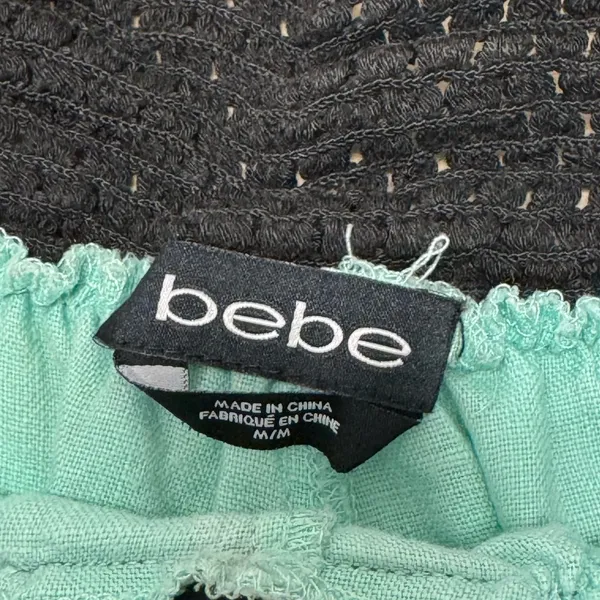 Y2K Bebe Low Rise Mint‎ Green Shorts wth Corset Lace-Up Waist Linen Medium - Image 5