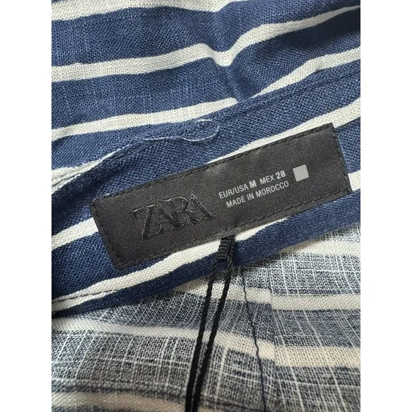 Zara Women’s Navy Blue Tailored High Waist Shorts Gold Button Detail Size M - Image 9