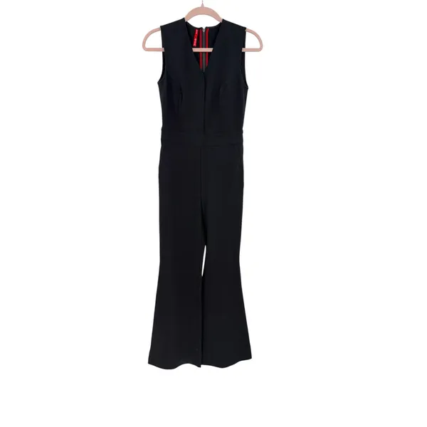 SPANX The Perfect Jumpsuit V Neck Flare Leg Classic Black Size XS - Image 3