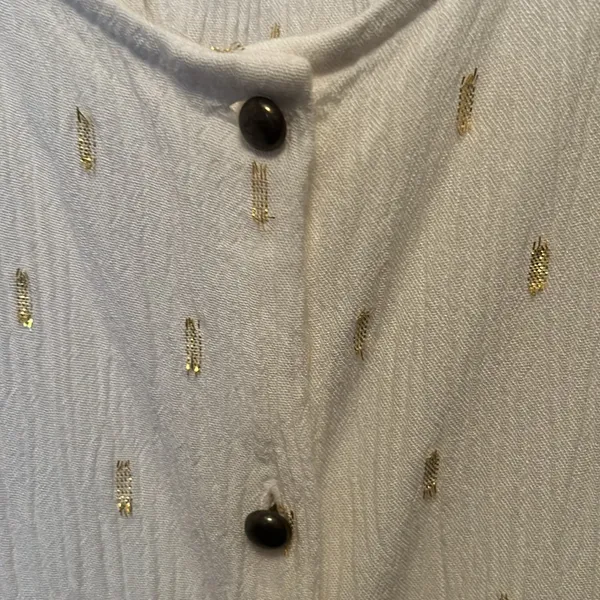 Zara gauze creamy white gold foil dot top - Image 5