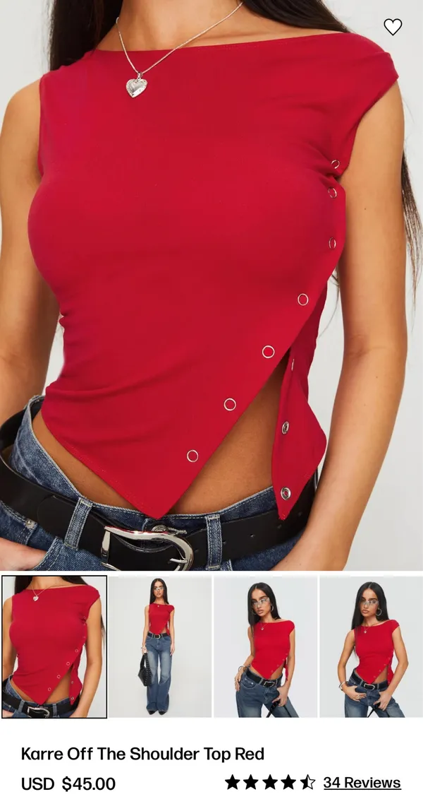 Princess Polly Karre Off the Shoulder Top Red - Image 2