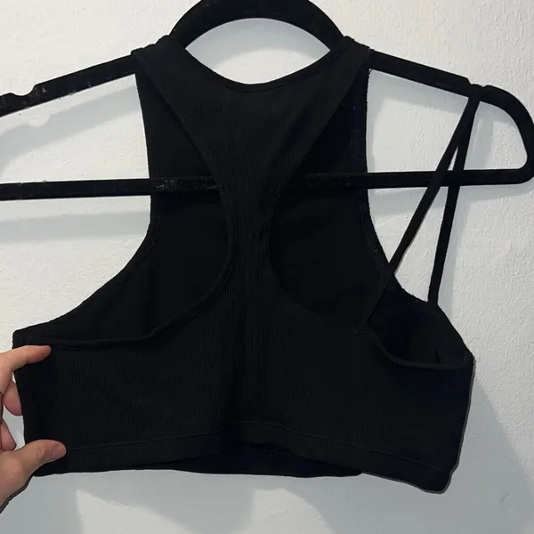 SKIMS Black Ribbed crop top XL onyx ribbed - Image 6