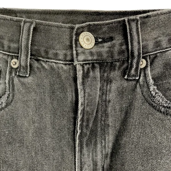 American Eagle | Size 00 XXS | Mom Jeans High Rise Distressed Ripped Faded Black - Image 4