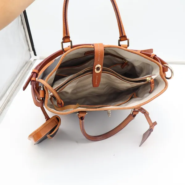 Dooney & Bourke Tote Bag Womens Large Pebble Leather Black Tan Classic Excellent - Image 8