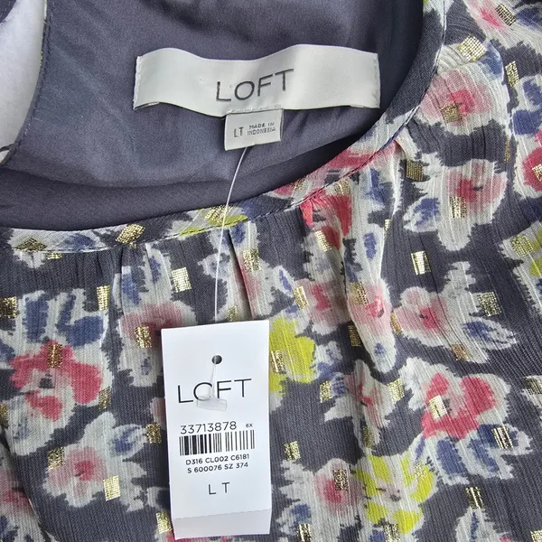 LOFT NWT Floral Print Long Sleeve Ruffle‎ Hem Dress Large Tall - Image 4