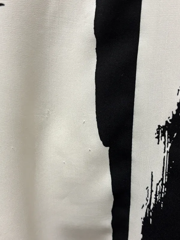 SheIn Abstract Brushstroke White & Black V-Neck Blouse - Image 7