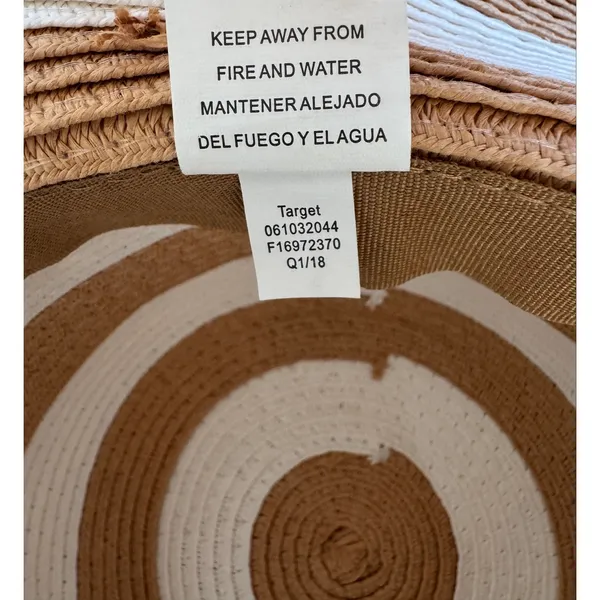Target Tan & White Striped Floppy Wide-Brimmed Sun Hat - Image 5