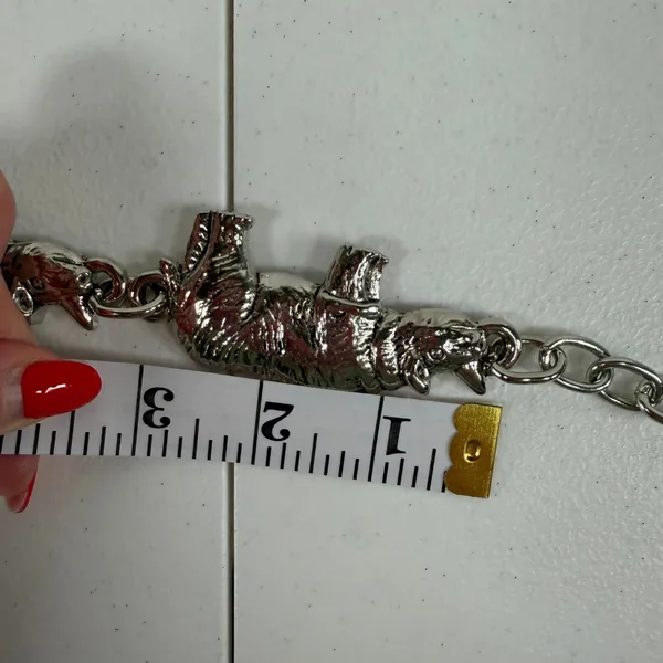 Boho Festival Chain Belt Silver Rhinoceros Safari Animal Statement Y2K Style - Image 9