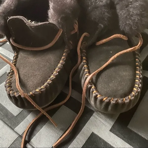 EMU Brown loafer style booties, Women's Moccasin Slippers Micro Suede Warm Faux - Image 7