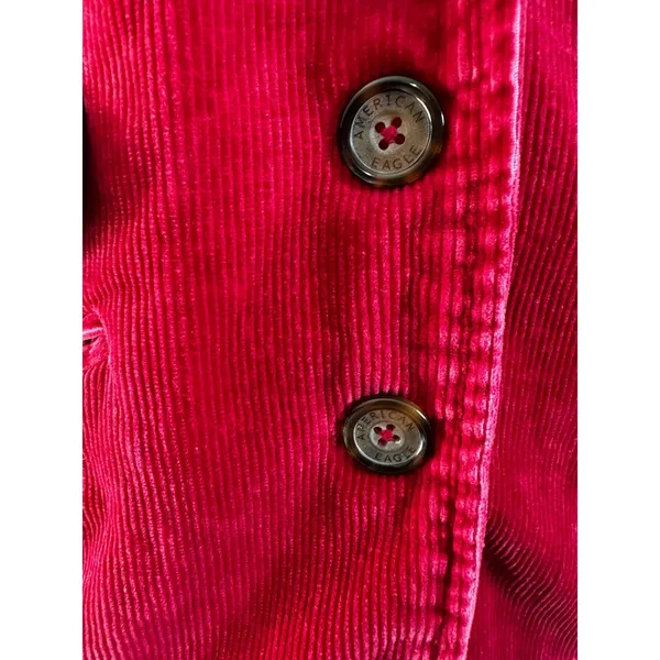American Eagle Outfitters Red Corduroy Blazer Jacket Stretch Cotton‎ Small P S/P - Image 3