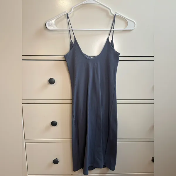 Abercrombie & Fitch Soft A&F Collection Ribbed Mini Bodycon Dress Blue XS - Image 3