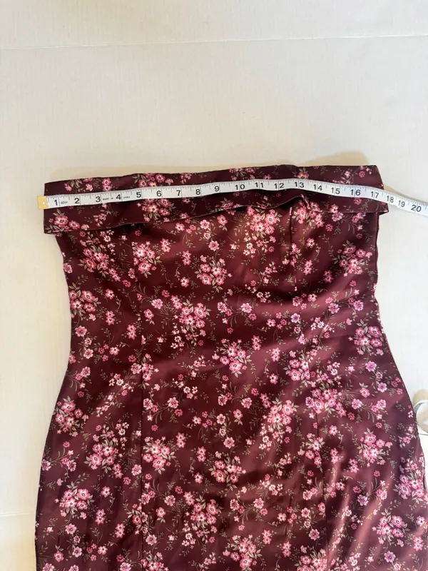 NWT Altar’d State Analissy Burgundy Satin Floral Strapless Mini Dress sz L Large - Image 12