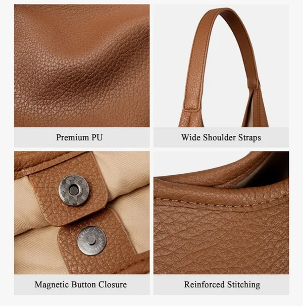 Vegan Leather Hobo Bag - Brown Larger Size New - Image 2