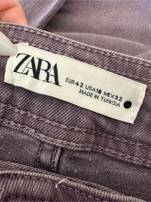 ZARA The Marine Straight Jeans Cropped Wide Leg in Lilac Sz. 10 - Image 8