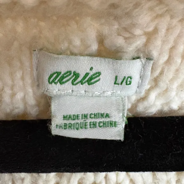 Aerie Cable Knit V Neck Sweater Vest Cream oversized Size‎ L - Image 4