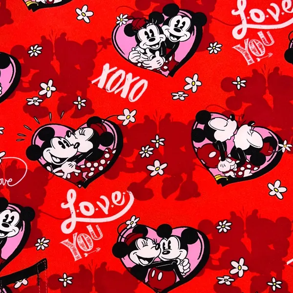 Disney Women's Red Minnie and Mickey Love scrub top nurse doctor - Image 2