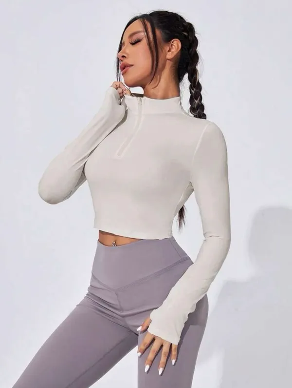 SheIn Beige Half Zip - Image 2