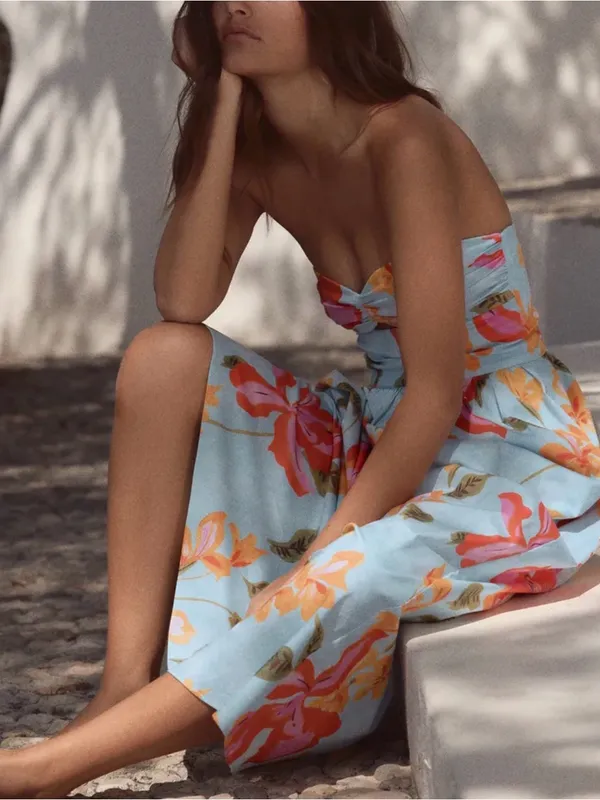 Zara‎ FLORAL POPLIN MIDI DRESS - Image 2