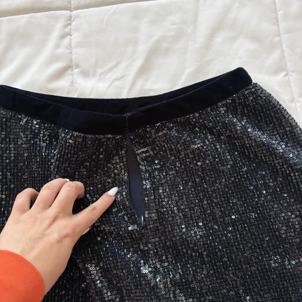 Free‎ People Mini Skirt Womens 6 Bodycon Wild Child Slate Blue Sequin Mesh - Image 9