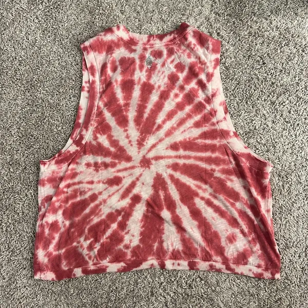 Free People Movement red and white tie dye cropped muscle tank Sz S - Image 2