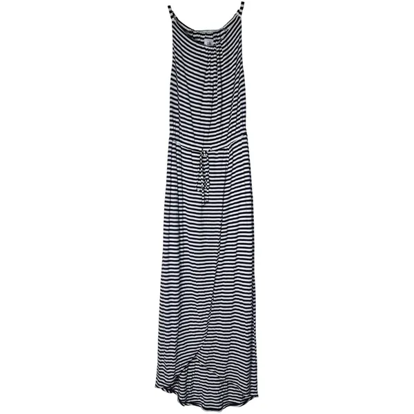 Cabi 5105 Navy White Boat Striped Sleeveless Maxi Dress XS Faux Wrap Nautical - Image 3