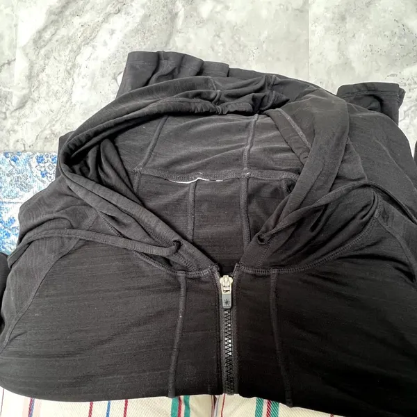 Athleta Hoodie Sz Small‎ Black Hooded Pullover Thin Sweatshirt Running 1/4 Zip - Image 3